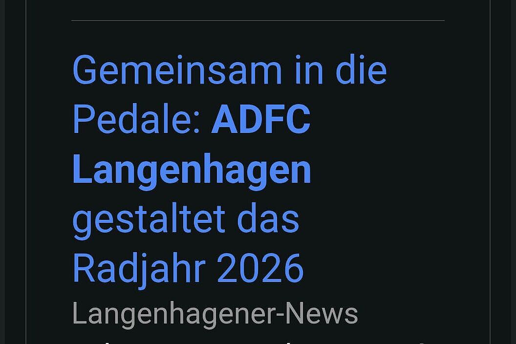 Langenhagener 1 SO titeln die "Langenhagener News": Gemeinsam in die Pedale: ADFC Langenhagen gestaltet das Radfahr-Jahr 2026